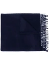 Begg & Co Fringed Cashmere Scarf In Blue