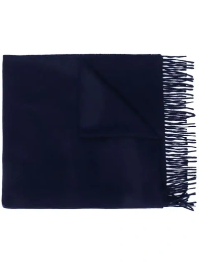 Begg & Co Fringed Cashmere Scarf In Blue
