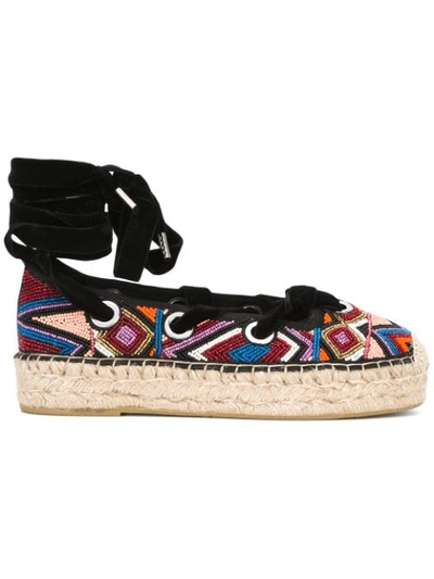 Ash Xenos Beaded Lace-up Espadrilles In Multicolor