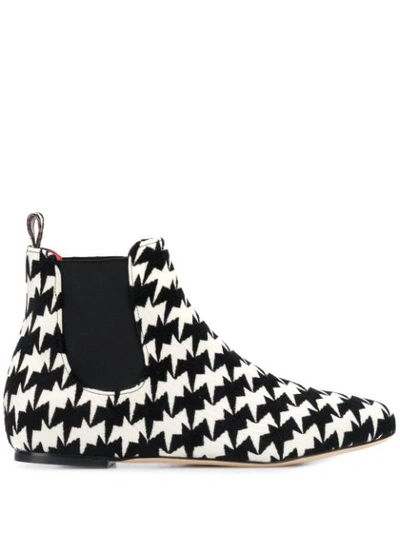 Bams Geometric Print Ankle Boots In White
