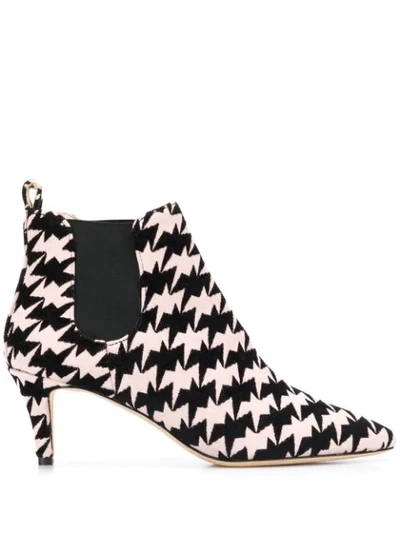 Bams Geometric Print Ankle Boots In Pink