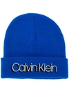 Calvin Klein Mütze Mit Logo-print In Blue