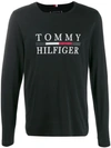 Tommy Hilfiger Logo Print Jersey Top In Blue