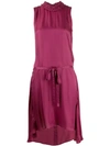 Ann Demeulemeester High Ruffled Neckline Dress In 036 Berry