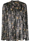 Isabel Marant Printed Mandarin Collar Shirt In Black