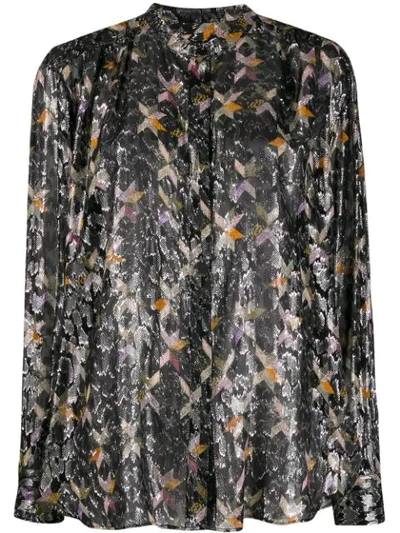 Isabel Marant Printed Mandarin Collar Shirt In Black