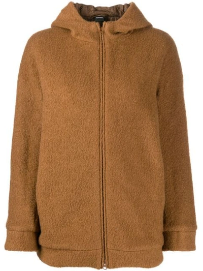 Aspesi Knitted Hooded Jacket In Brown