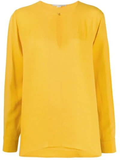 Stella Mccartney Split-sleeve Keyhole Blouse In Yellow