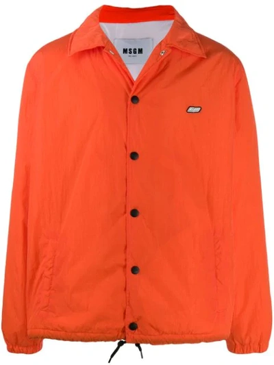 Msgm Overshirt Patch Jacket In Orange | ModeSens