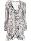 Msgm Ruffle Snake Print Dress In Ice