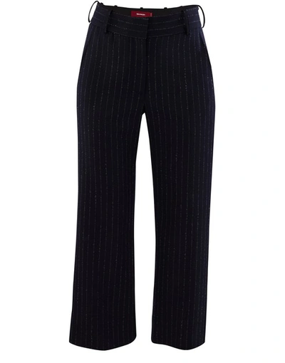 Sies Marjan Bexley Wool Trousers In Navy Silver Pinstripe