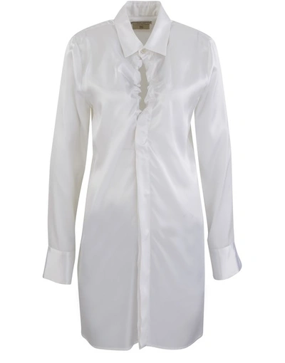 Bottega Veneta Polished Satin Shirt In Bianco Ottico