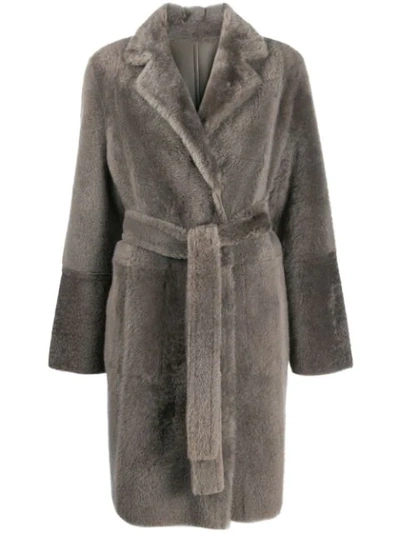 Yves Salomon Reversible Lambswool Coat In Grey