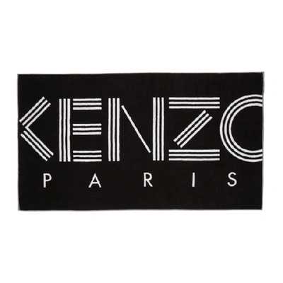 Kenzo Black K Sport Beach Towel In 99 Black