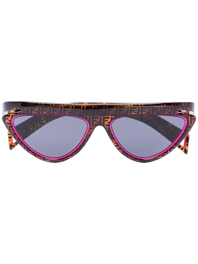 Fendi Brown And Pink Monogram Cat Eye Sunglasses