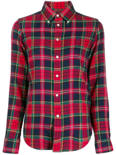 Polo Ralph Lauren Plaid Logo Embroidered Shirt In Red