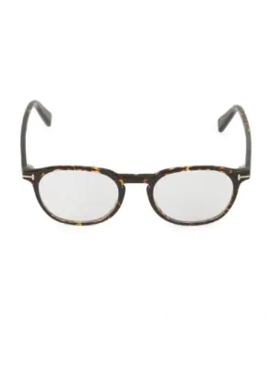 Tom Ford 50mm Cat Eye Blue Block Optical Glasses In Dark Havana