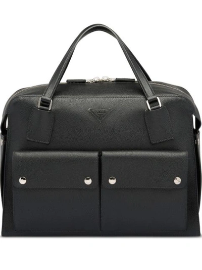 Prada Front Pockets Briefcase In Black