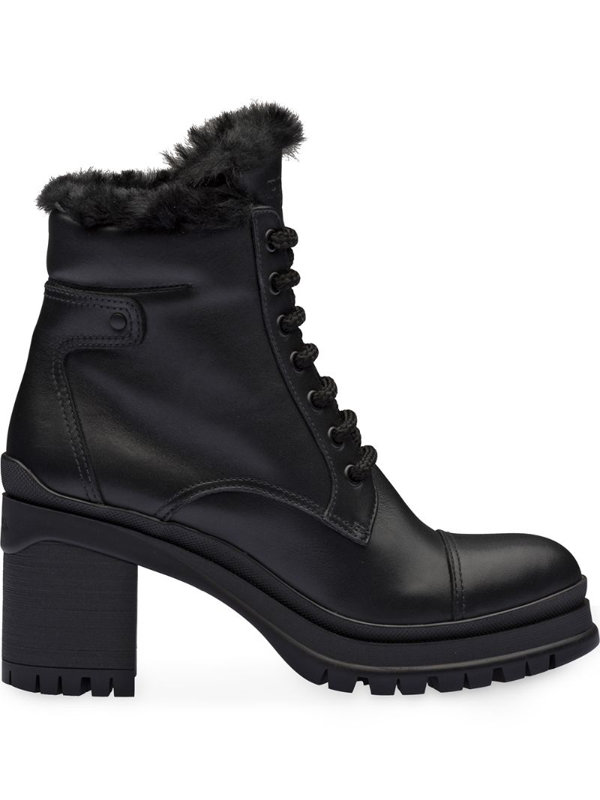 Prada Fur Lined Ankle Boots In Black | ModeSens