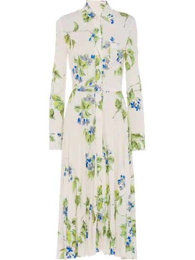 Prada Floral Midi Shirt Dress In White