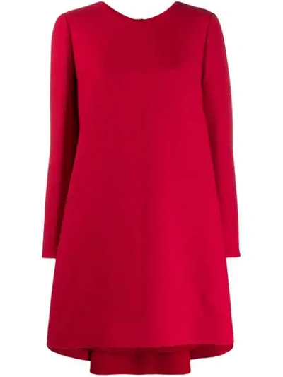 Valentino Flared Wool And Silk-blend Mini Dress In Red