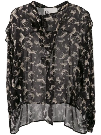 8pm Animal Print Blouse In Black