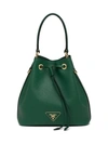 Prada Saffiano Leather Bucket Bag In Green