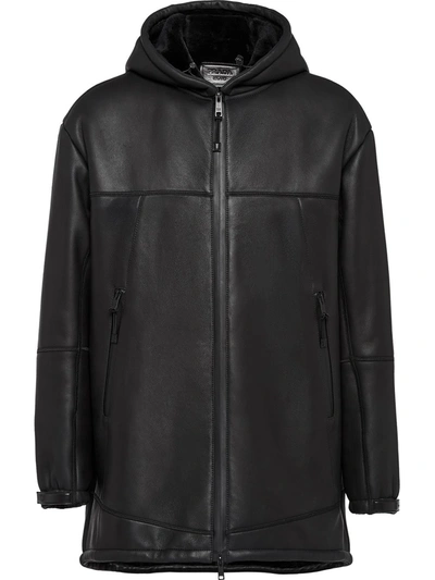 Prada Front-zip Coat In Black