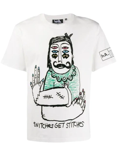 Haculla 'snitches Get Stitches' T-shirt In White