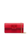 Valentino Garavani Vring Grained Leather Chain Wallet In Red