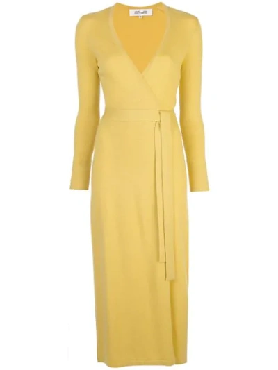 Diane Von Furstenberg Astrid Wool-blend Midi Wrap Dress In Yellow
