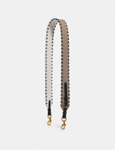 Coach Strap With Scallop Rivets In Stone Multi/brass | ModeSens