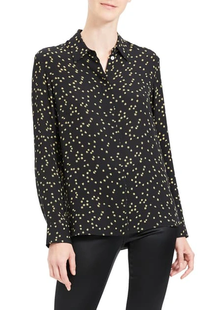 Theory Classic Printed Button-down Shirt In Black Multi
