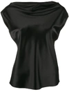 Theory Boat-neck Gathered Blouse In Black