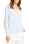 Vince Weekend V-neck Cashmere Pullover Sweater In Sky Lark