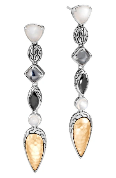 John Hardy Classic Chain Cluster Drop Earrings W/ 18k Gold In Silver/ Gold