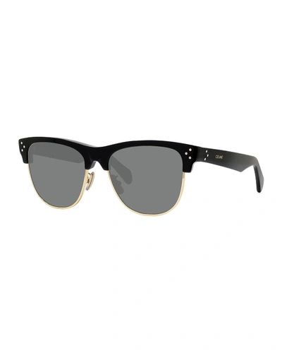 Celine Round Acetate & Metal Sunglasses In Black