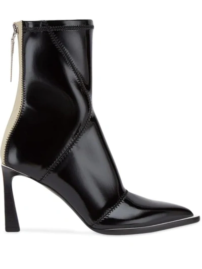Fendi Two-tone Glossed-neoprene Ankle Boots In Black