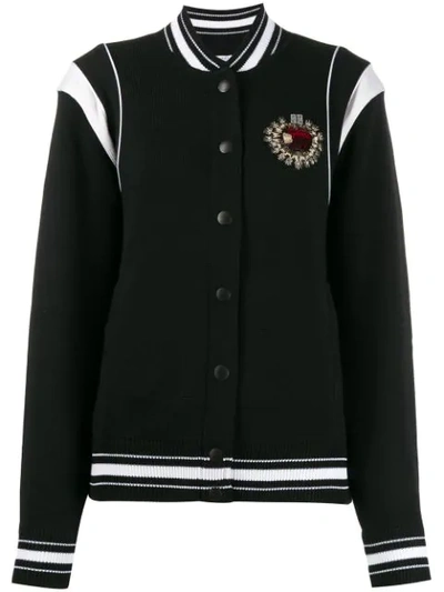 Givenchy Black Knitted Apple Patch Bomber Jacket In Nero Bianco
