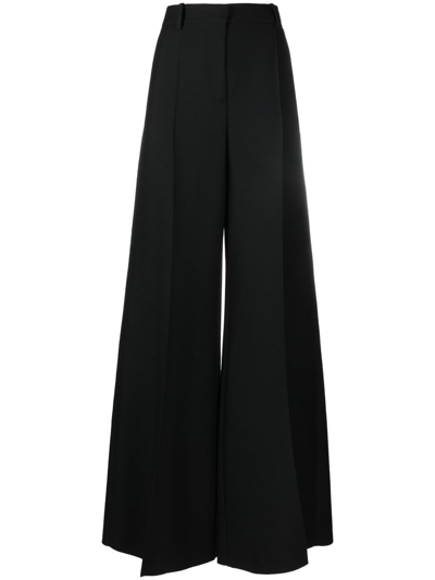 Valentino Wool Wide-leg Pants In Black