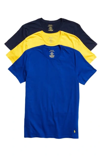 Polo Ralph Lauren Cotton Crew Tees - Pack Of 3 In Cruise Navy/ Royal/ Yellow