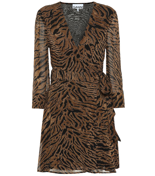 ganni tiger print dress