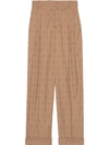 Gucci Tailored-fit Wide Wool-silk Blend Trousers In Brown