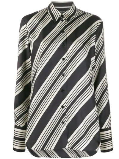 Joseph Doy Striped Silk-satin Shirt In Black