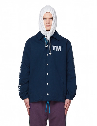 Pigalle Navy Blue Cotton Tm Coach Jacket