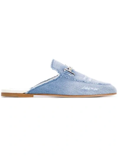 Tod's 'double T Sabot' Jeans-mules In Blue