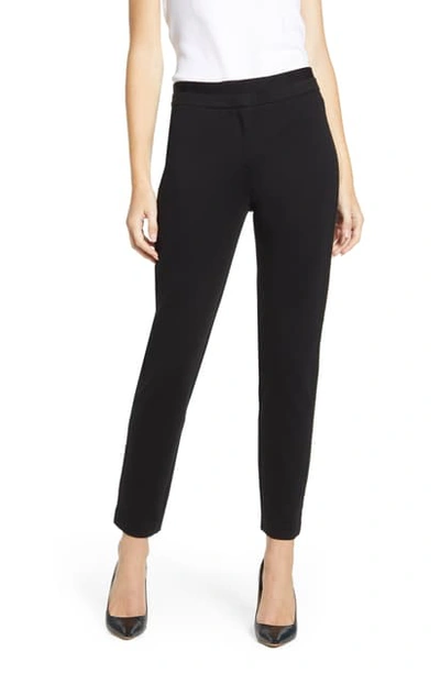 Anne Klein Faux Suede Panel Compression Leggings In Anne Black