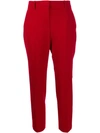 Theory Tailored Straight Leg Stretch Cotton Velvet Trousers In Red