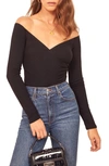 Reformation Minnie Off The Shoulder Top In Black
