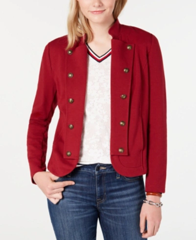 Tommy Hilfiger Plus Size Military Band Jacket In Chili Pepper